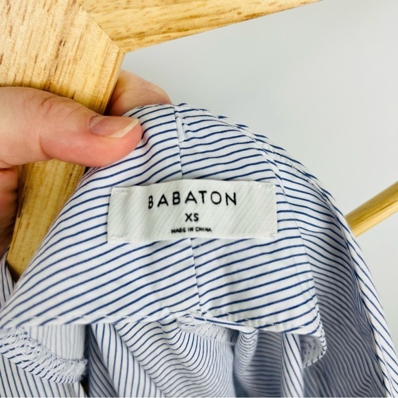 Aritzia Babaton Blue Striped Wrap Blouse - Picture 4 of 6